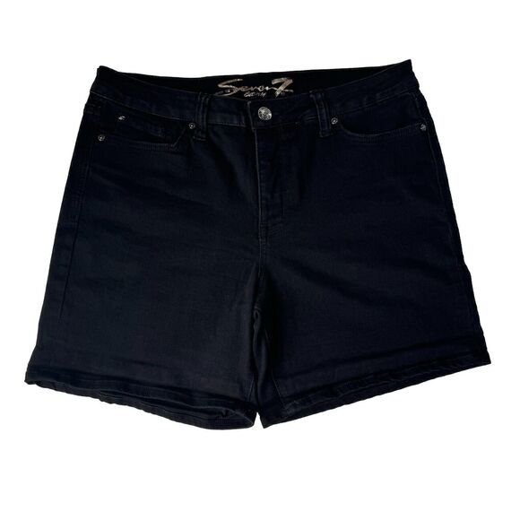 Seven 7 Jeans Shorts Womens 14 Black Weekend Short High Rise Dark Wash Denim - Picture 1 of 12